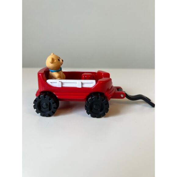 Fisher-Price Little People Red Wagon with Teddy Bear 2001 Rare - Picture 2 of 6